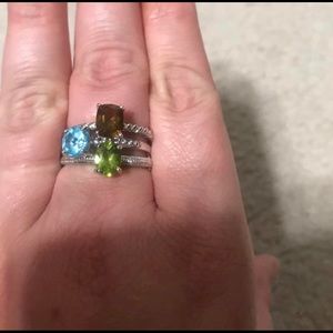 Stackable gem stone sterling silver rings